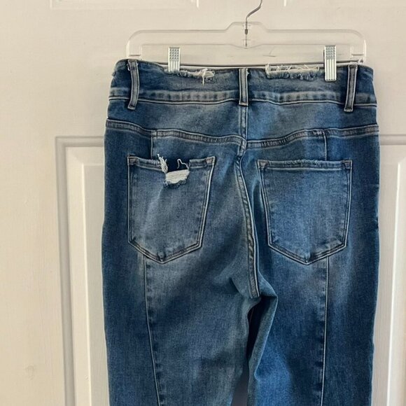 Alter'd State Blue/White Stretch Flare Wide-Leg High-Rise Festival Jeans Sz 30 - Picture 7 of 10